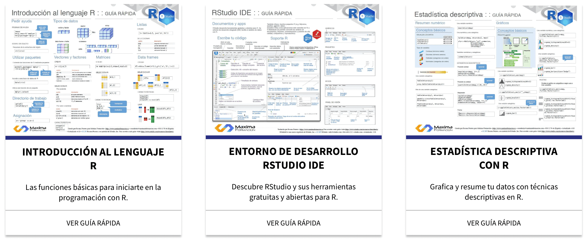 ¡Descarga GRATIS nuestras guías rápidas de R Studio!